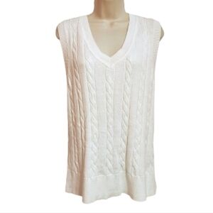 Karen Scott | NEW Cable Knit V-Neck Pullover Sweater Vest White X-Large